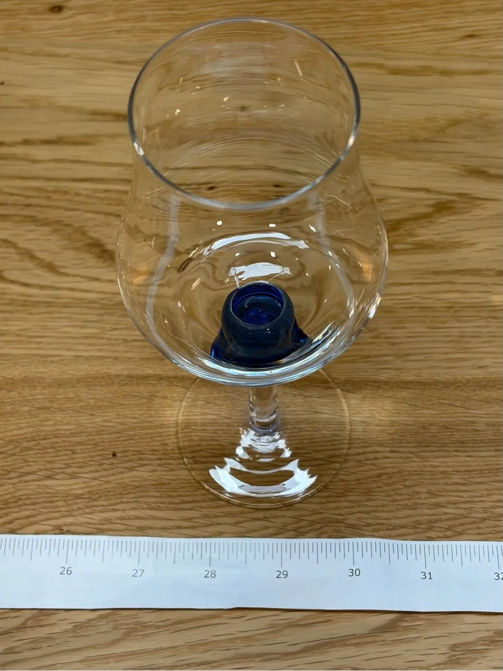Crystal Blue Knop Tulip Wine Glasses - Set of 2 Vintage Cobalt Blue Accent